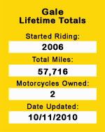 Motorcycle Journeys Gale lifetime stats
